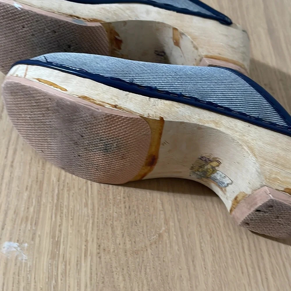 M.I.C. Vintage wooden Clogs Mules Orthopedic Design size 6 blue - Picture 9 of 17